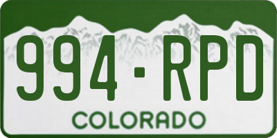 CO license plate 994RPD