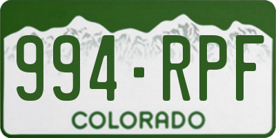 CO license plate 994RPF