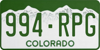 CO license plate 994RPG