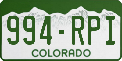 CO license plate 994RPI