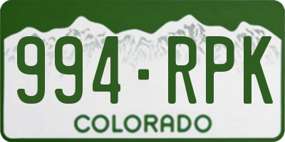 CO license plate 994RPK
