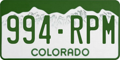 CO license plate 994RPM