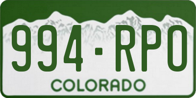 CO license plate 994RPO