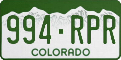 CO license plate 994RPR