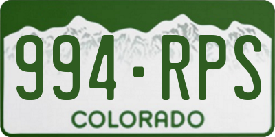 CO license plate 994RPS