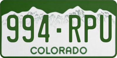 CO license plate 994RPU