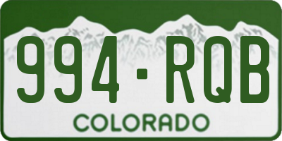 CO license plate 994RQB