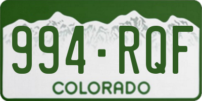 CO license plate 994RQF