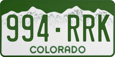 CO license plate 994RRK