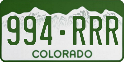 CO license plate 994RRR