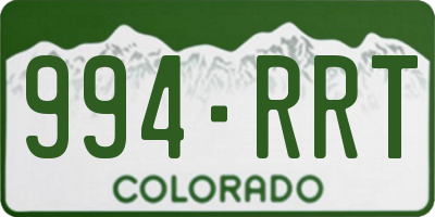 CO license plate 994RRT