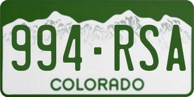 CO license plate 994RSA