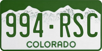 CO license plate 994RSC
