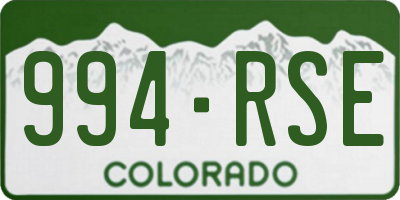 CO license plate 994RSE