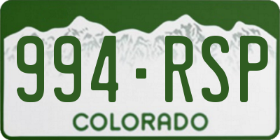 CO license plate 994RSP
