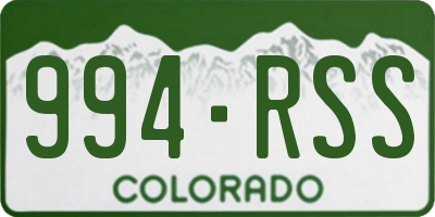 CO license plate 994RSS