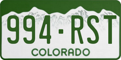 CO license plate 994RST