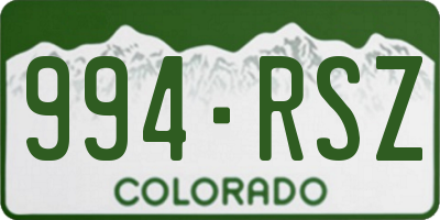 CO license plate 994RSZ