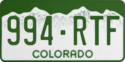 CO license plate 994RTF