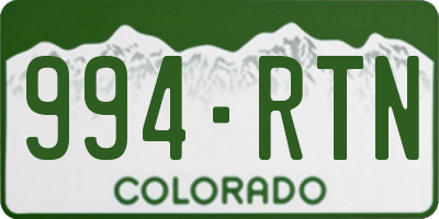 CO license plate 994RTN