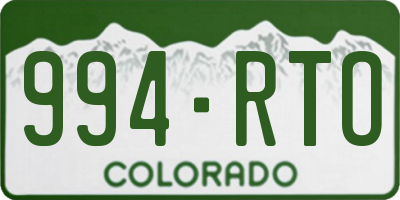 CO license plate 994RTO