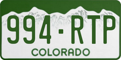 CO license plate 994RTP