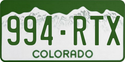 CO license plate 994RTX