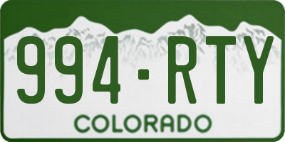 CO license plate 994RTY