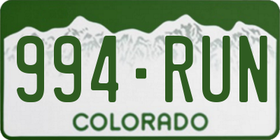 CO license plate 994RUN