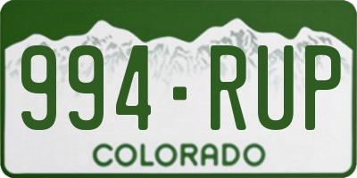 CO license plate 994RUP