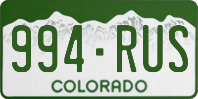 CO license plate 994RUS