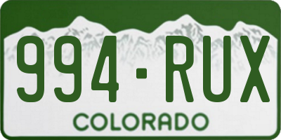 CO license plate 994RUX