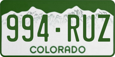 CO license plate 994RUZ