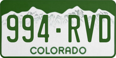 CO license plate 994RVD