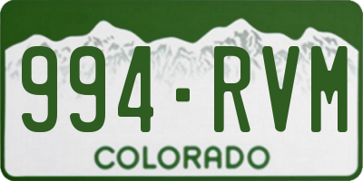 CO license plate 994RVM
