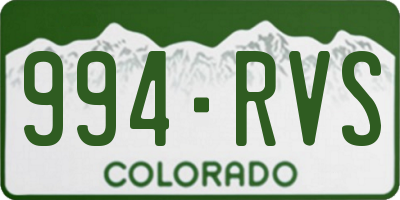 CO license plate 994RVS