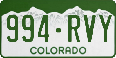 CO license plate 994RVY