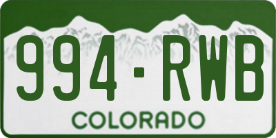CO license plate 994RWB