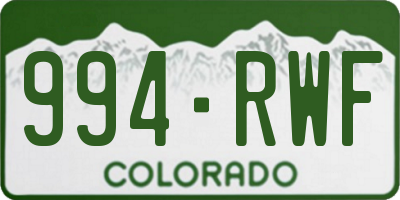 CO license plate 994RWF