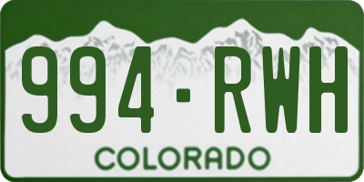 CO license plate 994RWH