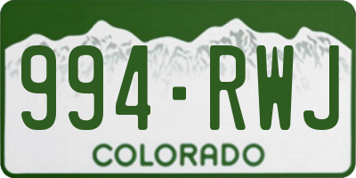 CO license plate 994RWJ