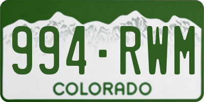 CO license plate 994RWM