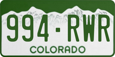 CO license plate 994RWR