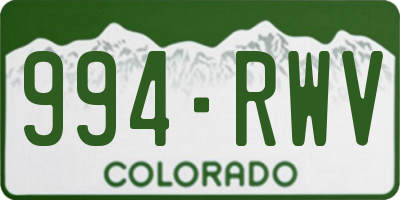 CO license plate 994RWV