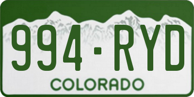 CO license plate 994RYD
