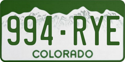 CO license plate 994RYE