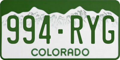 CO license plate 994RYG