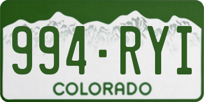 CO license plate 994RYI