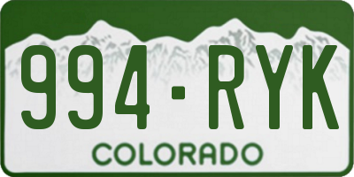 CO license plate 994RYK