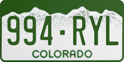 CO license plate 994RYL
